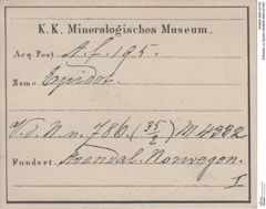 Etiketten zu Epidot (NHMW-MIN-Af195)
